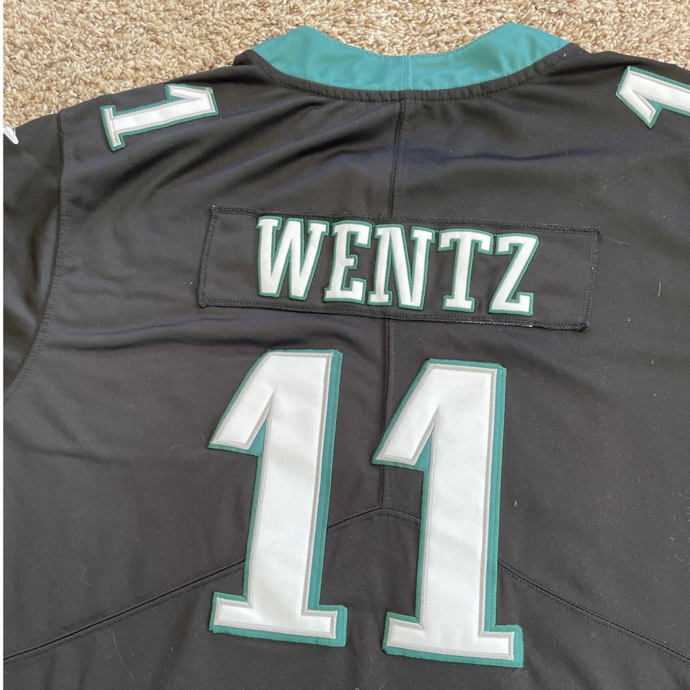 Nike Philadelphia Eagles Carson Wentz 11 NFL 100 Black Jersey Mens XL Stitched - Picture 15 of 16